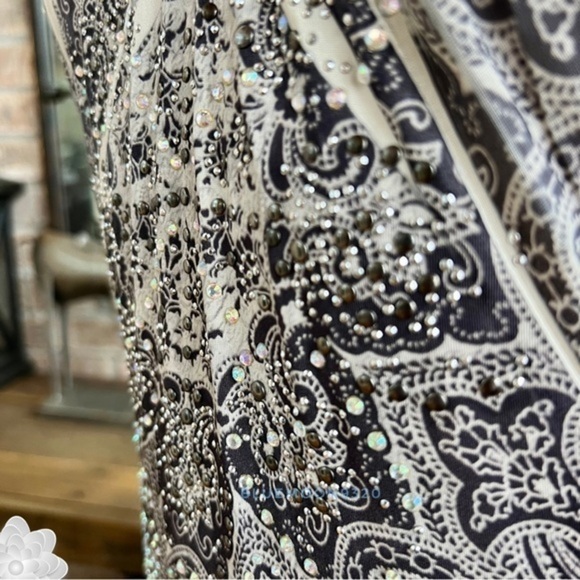 Vintage Party Dress Stretch Embellished Batwing Sleeves L - Picture 7 of 11